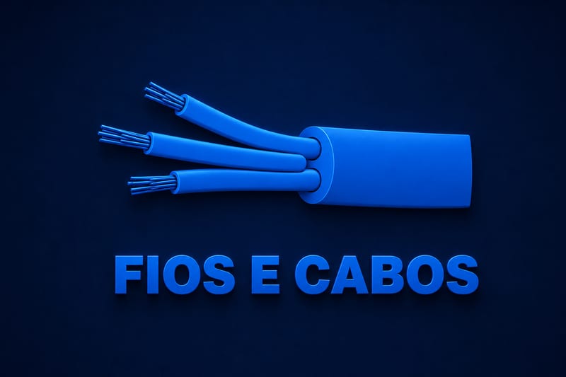 Ilustração 3D de cabo elétrico multipolar azul — categoria Fios e Cabos
