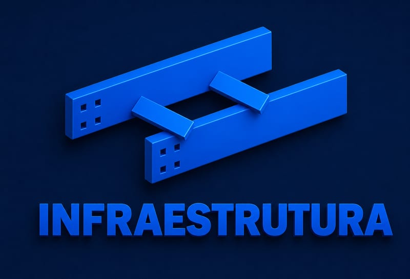 Ilustração 3D de vigas estruturais azuis — categoria Infraestrutura