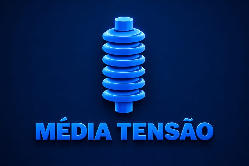 Ilustração 3D de isolador polimérico azul — categoria Média Tensão