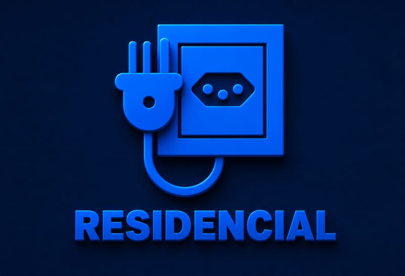 Ilustração 3D de plugue e tomada azuis — categoria Residencial